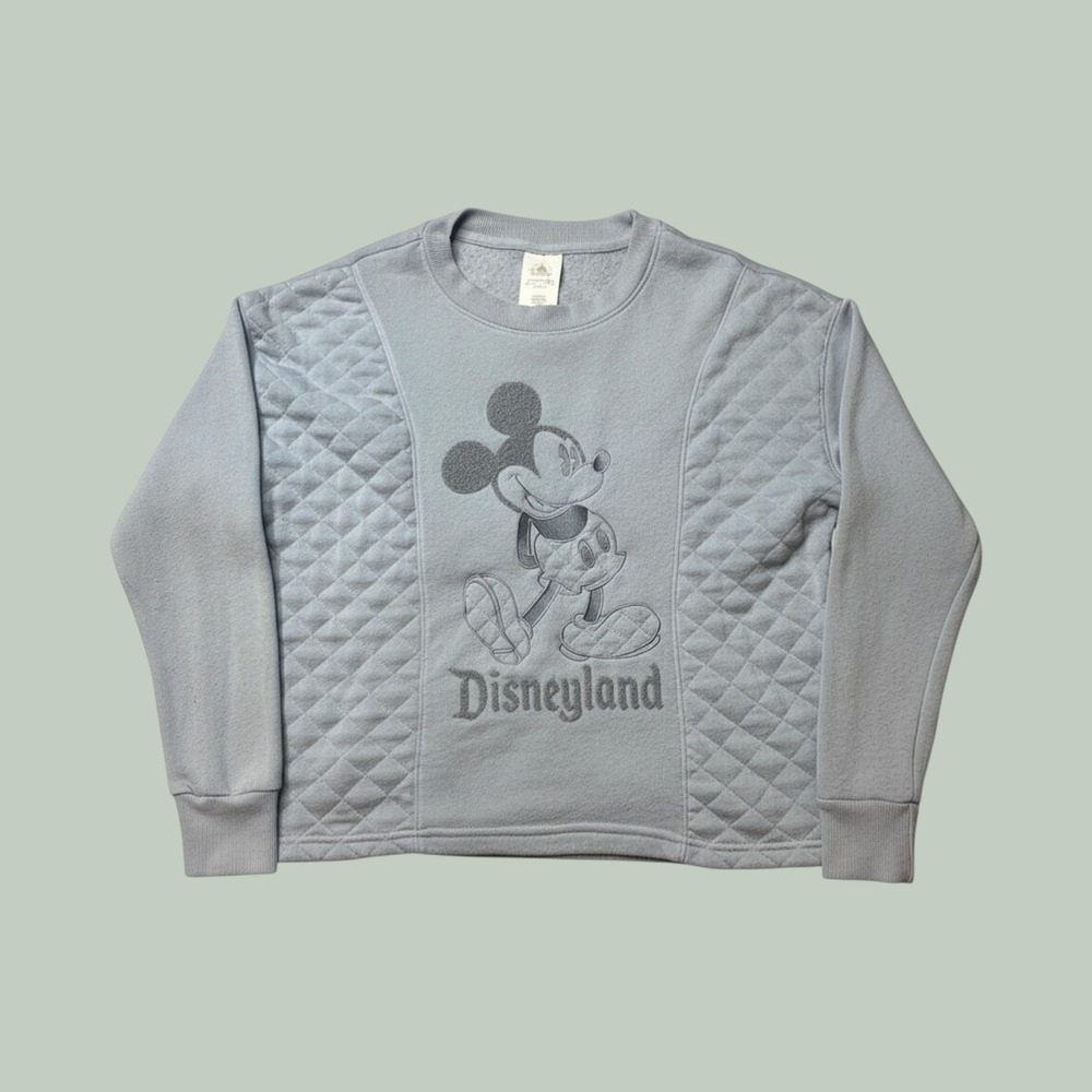 Disney Sweatshirt Womens XS Mickey Mouse Blue Quilted Disneyland Pullover